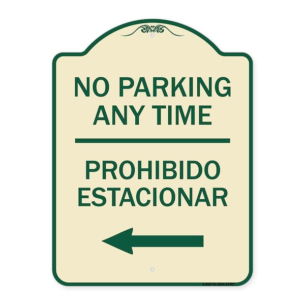 Signmission No Parking Anytime Prohibido Estacionar W/ Left Arrow Heavy-Gauge Alum, 24" x 18", TG-1824-23767 A-DES-TG-1824-23767 - main